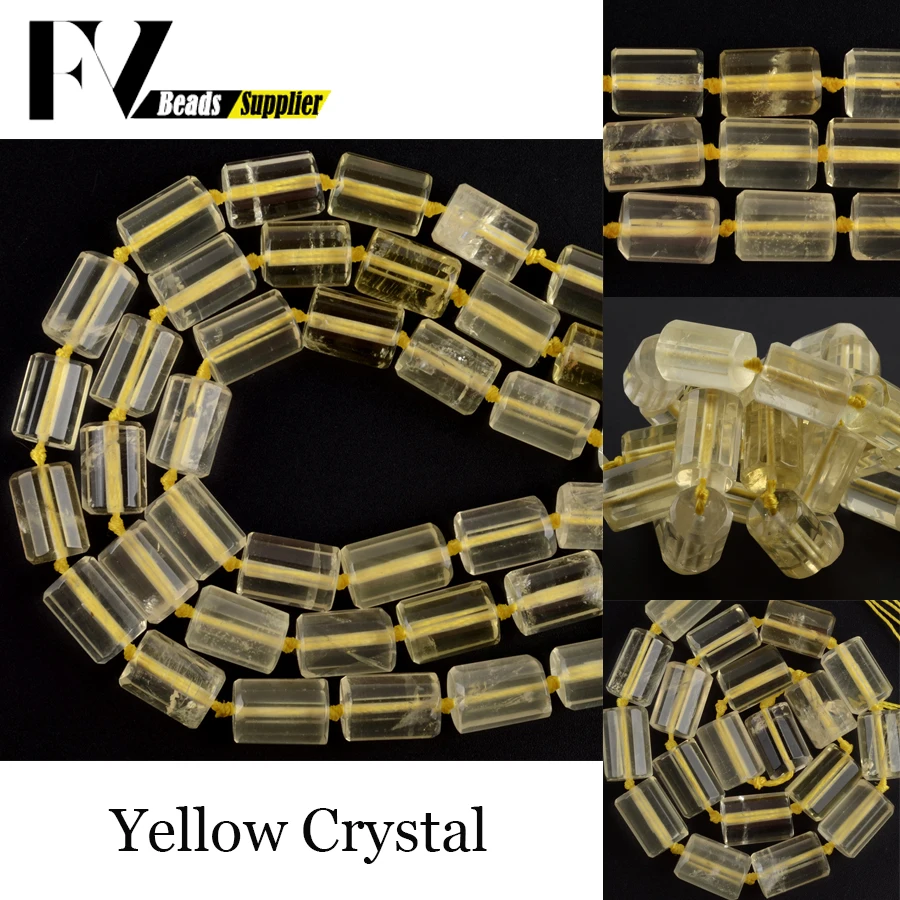 

A+ Natural Gem Stone Faceted Citrines Crystal Beads Tube Shape Loose Spacer Beads For Jewelry Making Diy Bracelet Charm 11*15mm