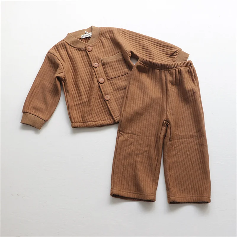 Girls Suit Sweatshirts +Pants Cotton 2Pcs/Sets 2021 Cardigan Winter Autumn Plus Thicken Warm Sportswear Children Clothing