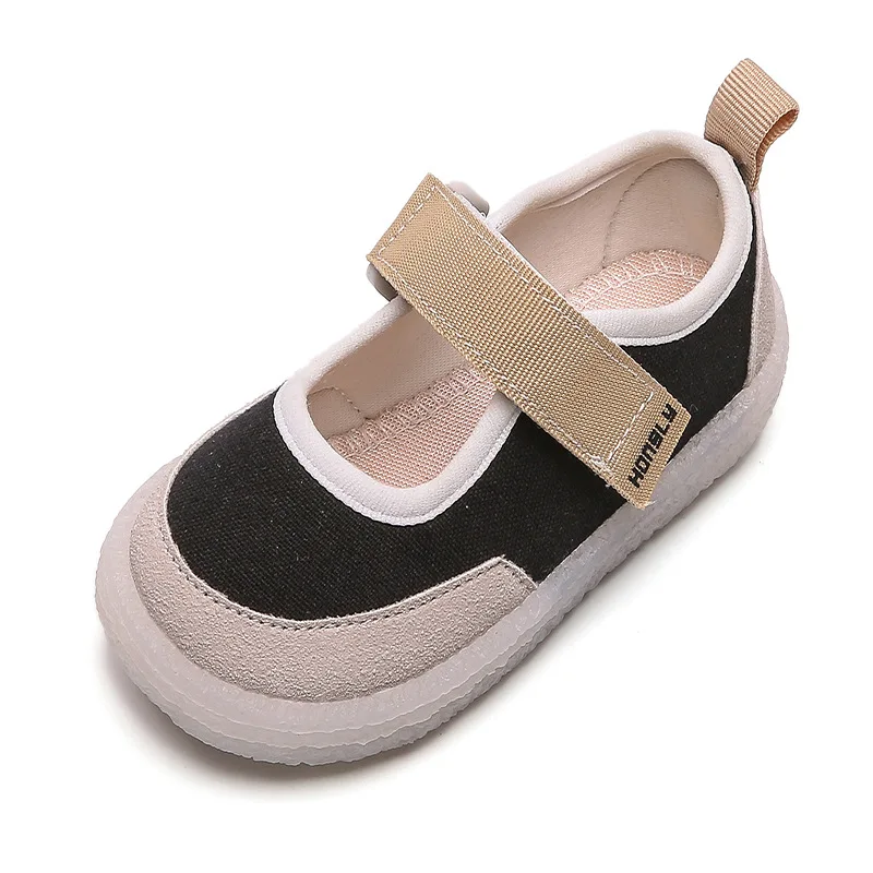 

Breathable Children Patchwork Hook & Loop Flat Casual Shoes Kids Boys Girls Jelly Bottom Canvas Sneakers