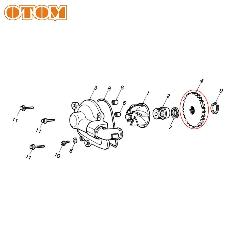 otom for honda water pump impeller gear motorcycle dirt bike engine part water cooled water pump shaft for ax 1 ax1 nx250 nx 250 free global shipping