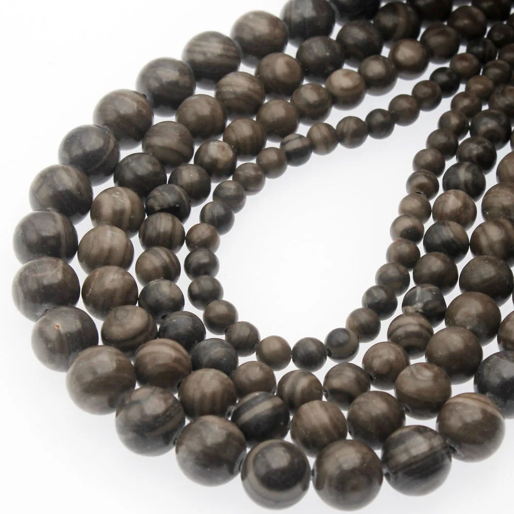 Оптом Гладкие Черные деревянные бусины из натурального камня круглые свободные 4