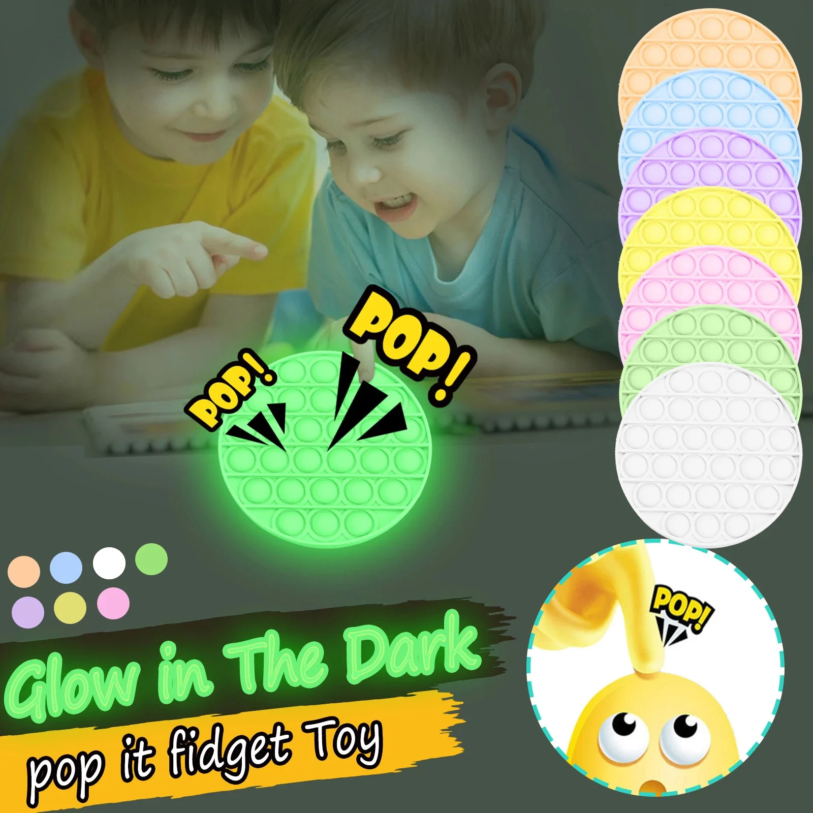 

Push Pop Bubble Sensory Fidget Toy Glow in the Night Stress Relief Toy Decompression Fidget Toy for Kids Adults