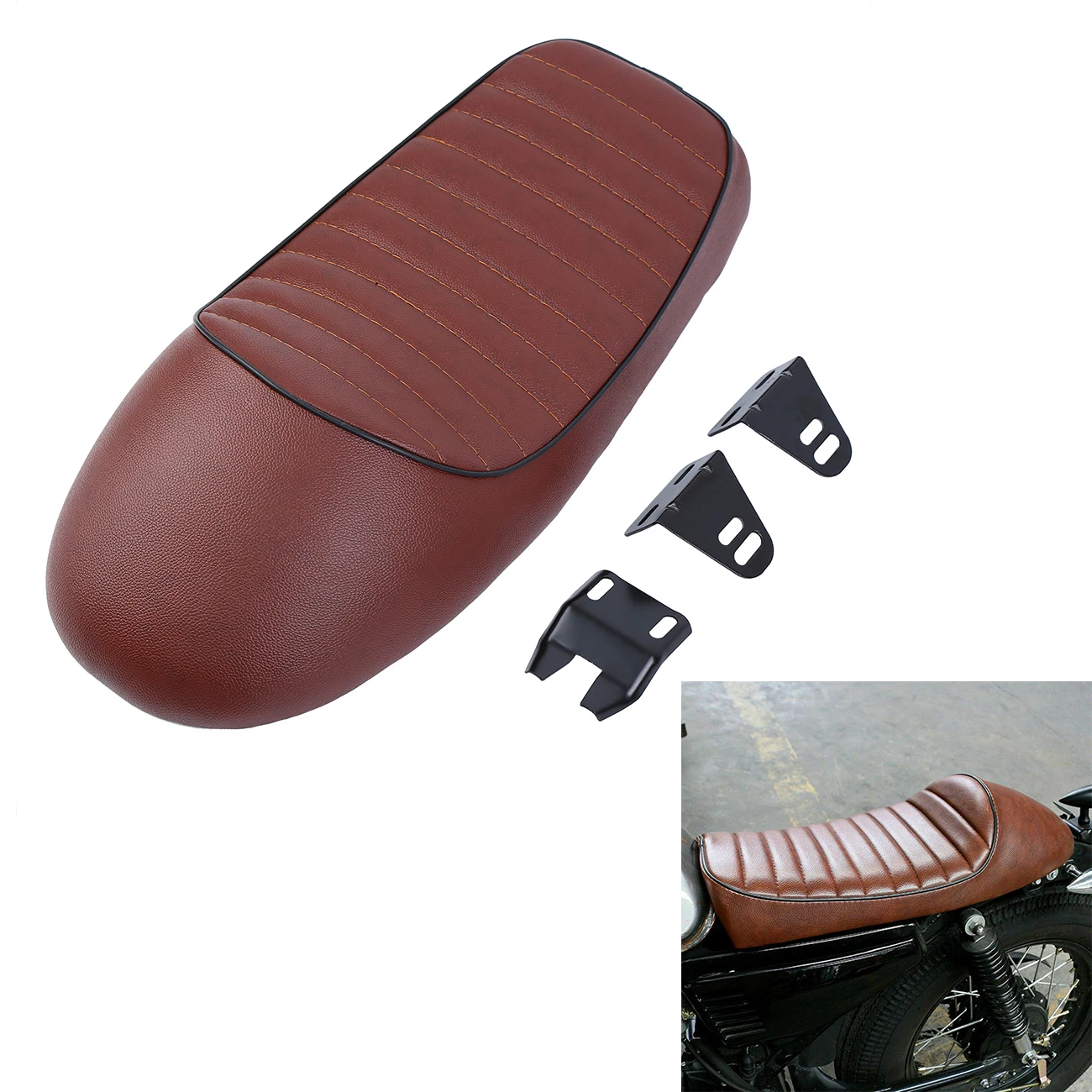 Седло Samger для мотоциклистов кафе Racer винтажное седло коричневая Подушка