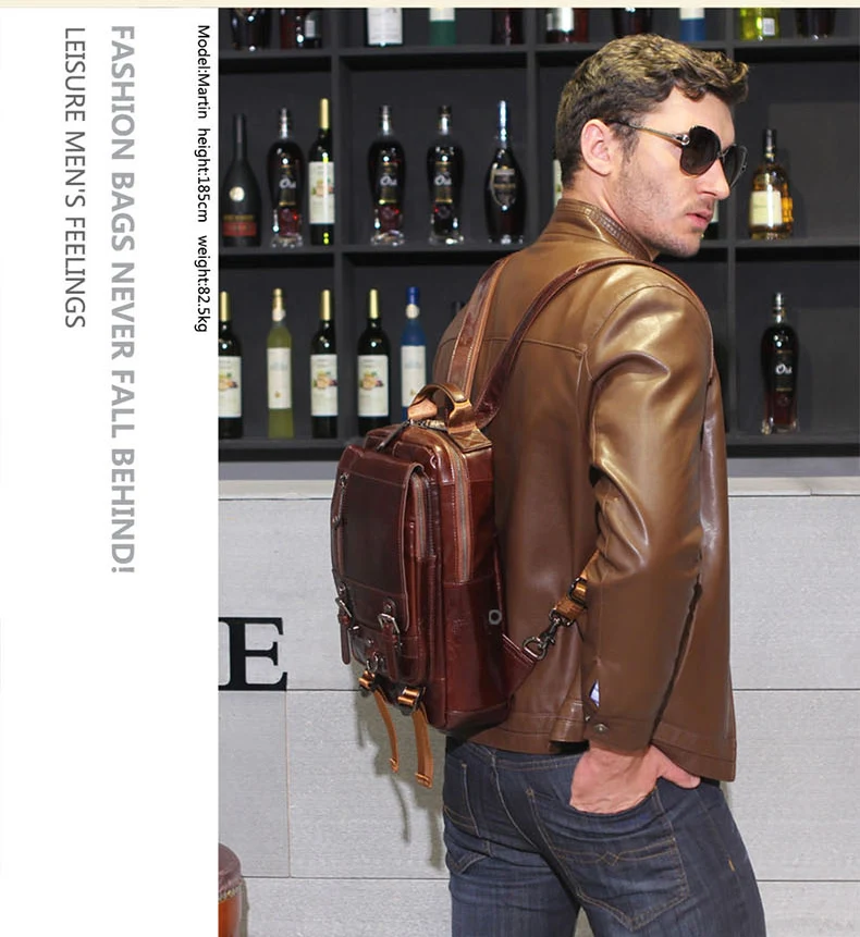 Genuine Leather Men's Bag Backpack Men Chest Small Casual Shoulder Bags Male Vintage Backpacks Cow | Багаж и сумки