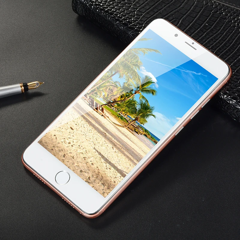 Разблокированный 7Plus Android смартфон с мировым языком 5," дюймовый смарт-мобильный телефон с функцией распознавания лица google Play бесплатно 3,5 мм наушники в подарок - Цвет: rose golden