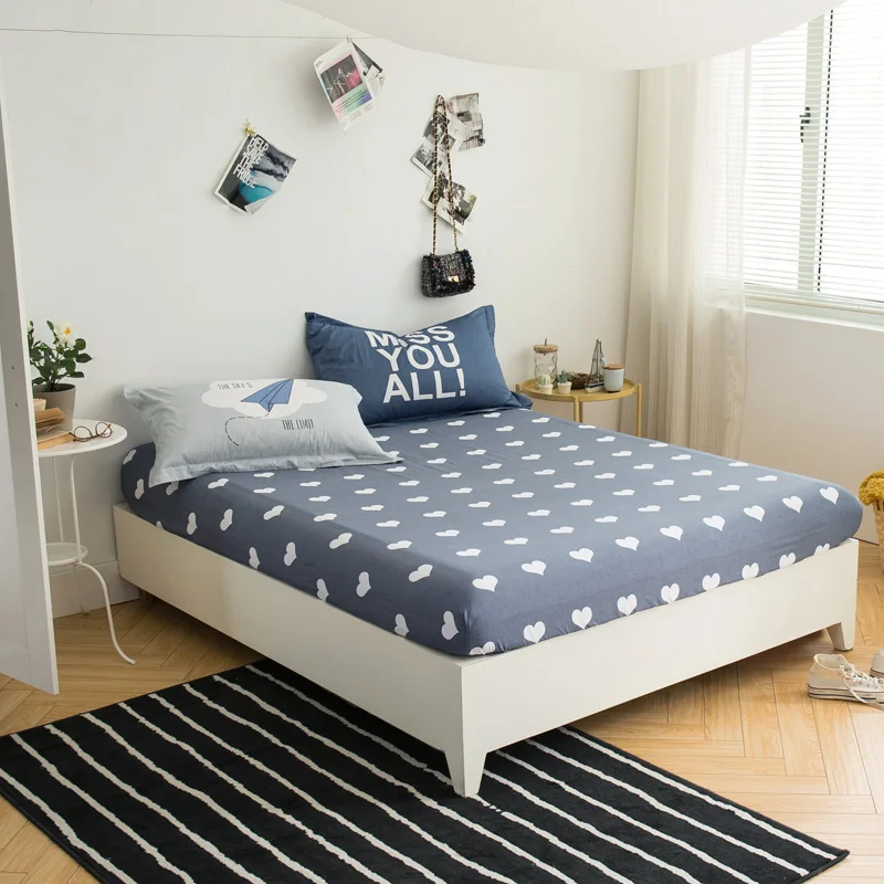 High Quality Cartoon Rabbit Bird Fitted Sheet Twin Full Queen Size Bed with Elastic Fashion Geometric Bedding Bedspreads | Дом и сад