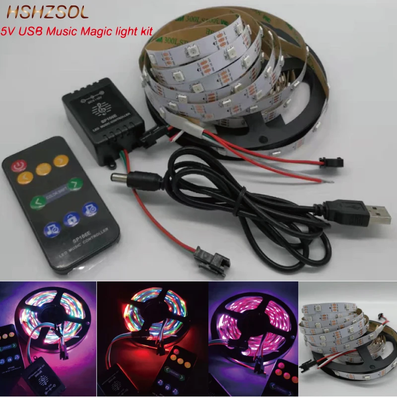 Светодиодная лента WS2812 RGB SMD5050 с пультом дистанционного управления музыкальный