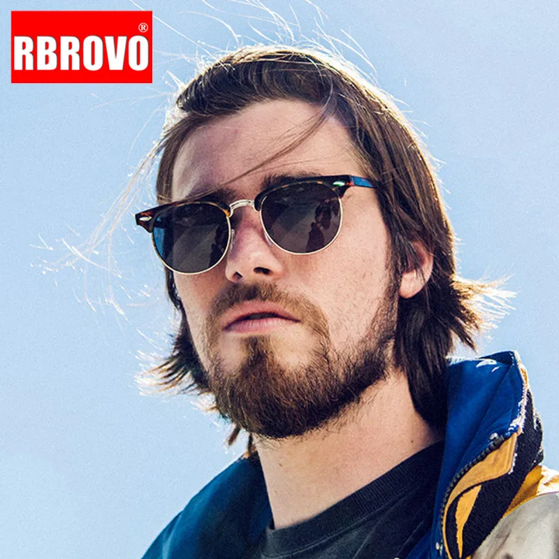 RBROVO, роскошные поляризованные солнцезащитные очки, мужские, Ретро стиль, солнцезащитные очки для мужчин/женщин, роскошные брендовые солнцезащитные очки, мужские очки без оправы, Soleil Femme