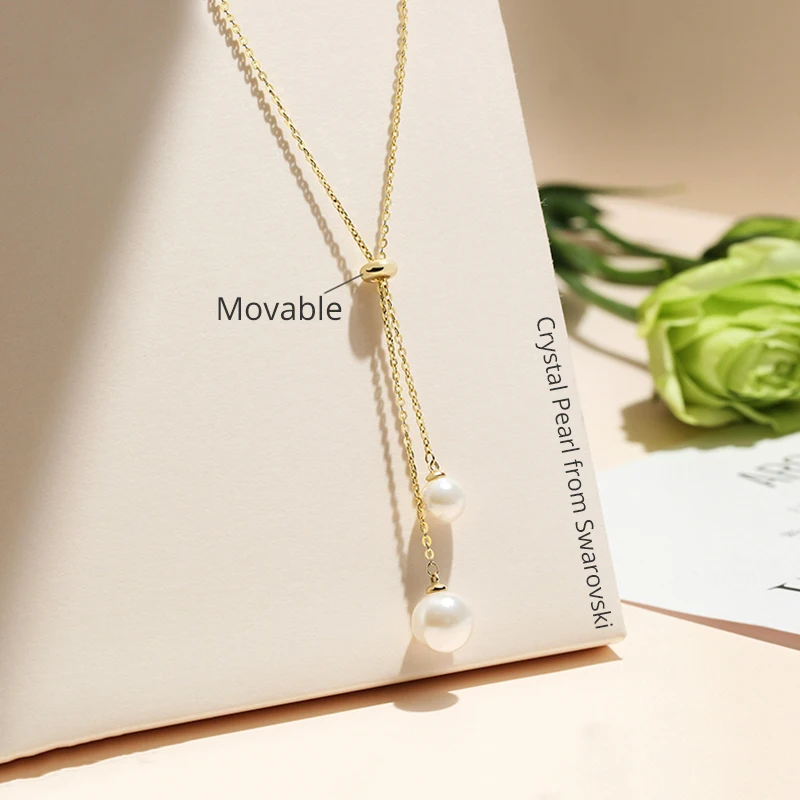 Модное оригинальное ожерелье с кристаллами Сваровски-жемчужные длинные