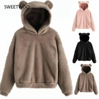 hoodie kawaii women hoodies pullover harajuku sweatshirts oversize itself hoody bear ears warm plush hooded ropa mujer sudaderas