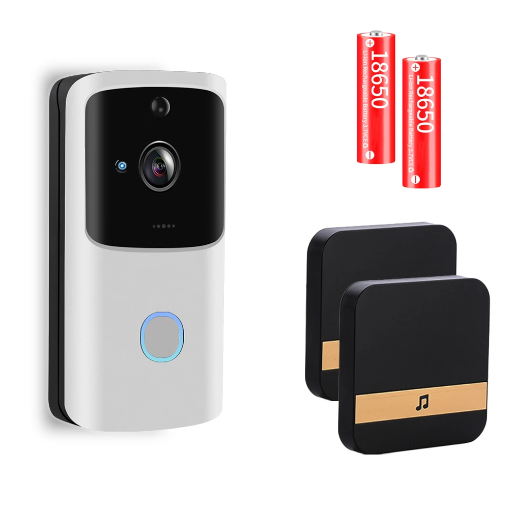 

Smart Home WiFi Doorbell Camera Mini HD Video Doorbell Camera Battery Power Door Chime AC Power Intercom Two Way Audio