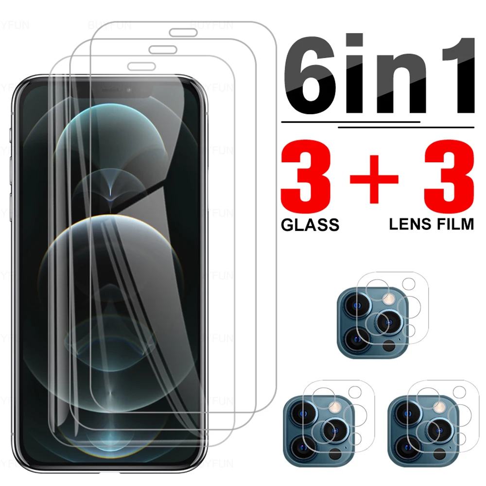 

6 в 1 закаленное стекло для iPhone 13 12 Pro Max объектив камеры Защитная пленка для iPhone13 Pro Max 12 13 Mini Защитное стекло для экрана