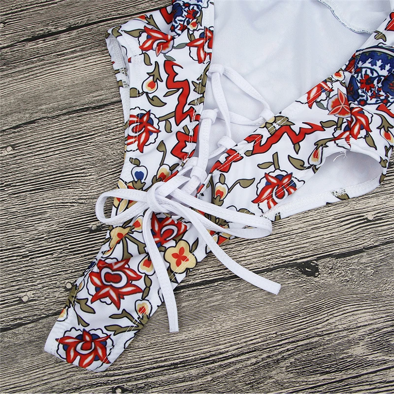 2020 сексуальный слитный купальник с цветочным принтом бандажный Женский Монокини