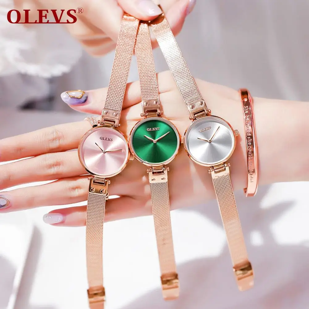

Oumart Rose Gold Women's Watch Original Imported Movement Fashion Simple Style Rose Steel Strap Waterproof White/Green/Rose Gold
