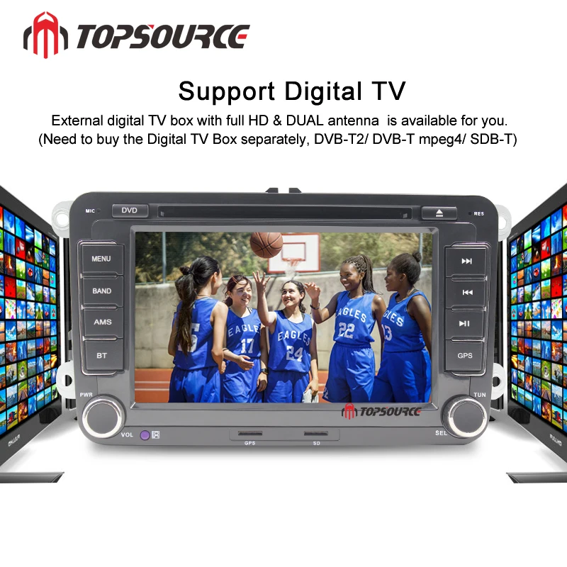 Автомагнитола TOPSOURCE 7 дюймов DVD плеер на Android с GPS Wi Fi для VW Golf Passat POLO Tiguan Skoda Fabia Rapid Seat
