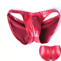 sexy ammonia latex pu leather briefs men low waist underwear u convex pouch sissy panties for crossdressers club stage outfits