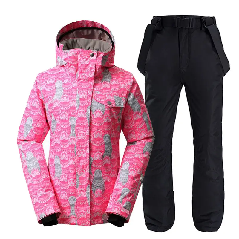 picture jacket pant Женский зимний костюм, комплекты, уличная спортивная одежда для сноубординга, 10 K, ветрозащитная Водонепроницаемая зимняя одежда, лыжные куртки+ зимние штаны на подтяжках - Цвет: picture jacket pant