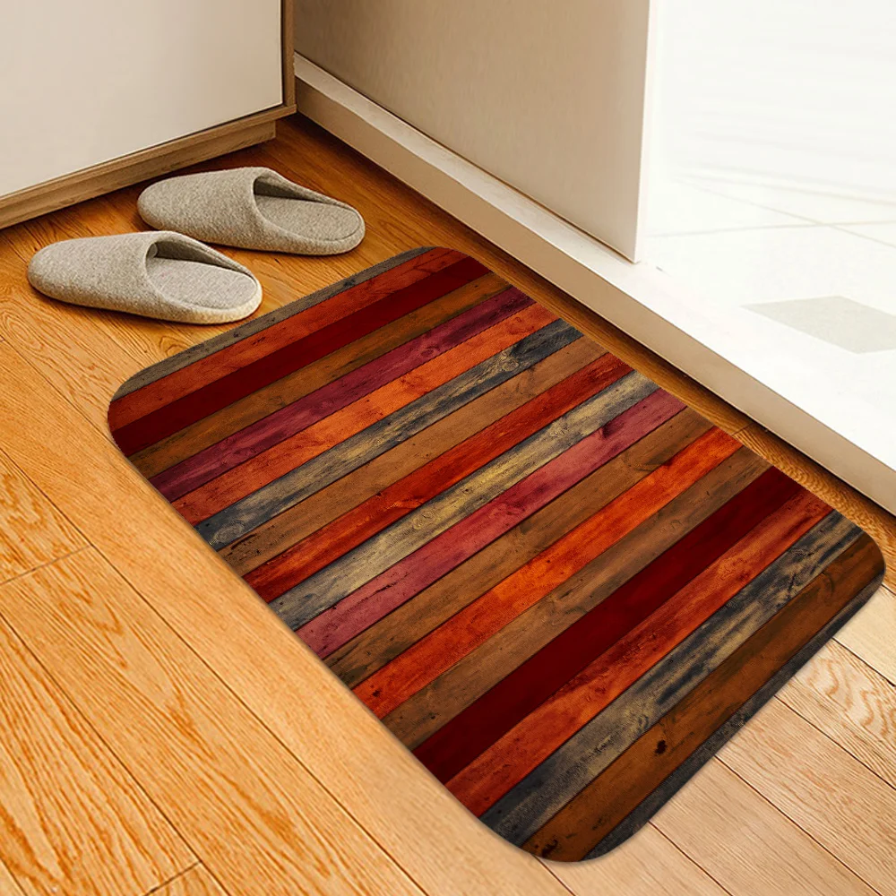 Brown wood bars Flannery printing Anti-Slip absorbent home mat