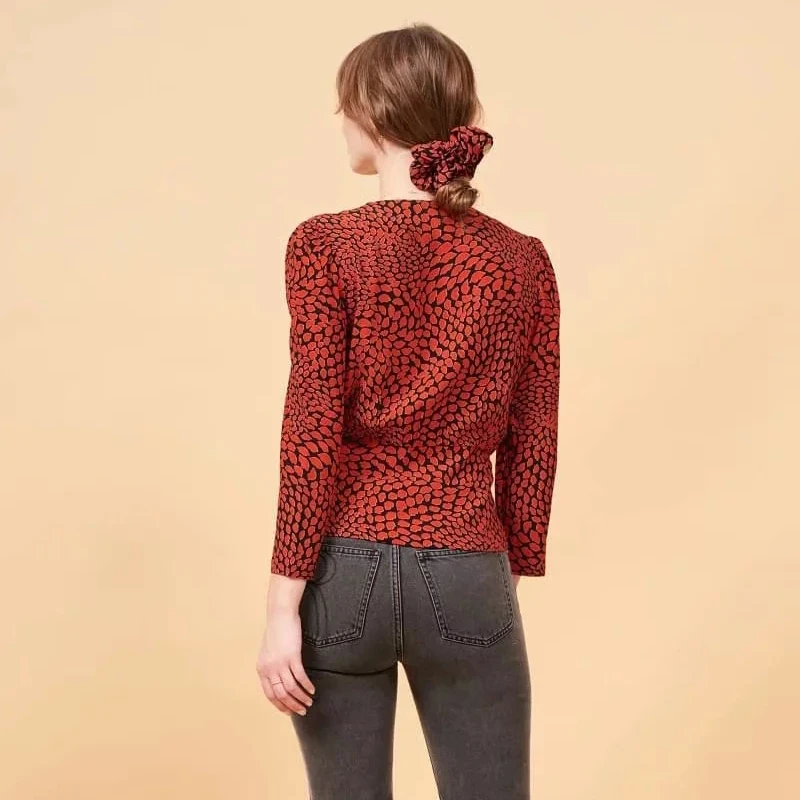 Женская блузка с V образным вырезом и рукавом три четверти|Блузки| |