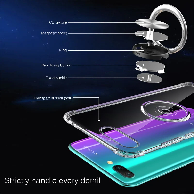 Роскошный чехол для телефона s для huawei honor 10 чехол Прозрачная мягкая силиконовая защита из ТПУ кольцо магнетизм чехол для honor 10 Coque