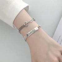 fmily minimalist 925 sterling silver personality ot buckle letter bracelet retro fashion all match jewelry for girlfriend gift