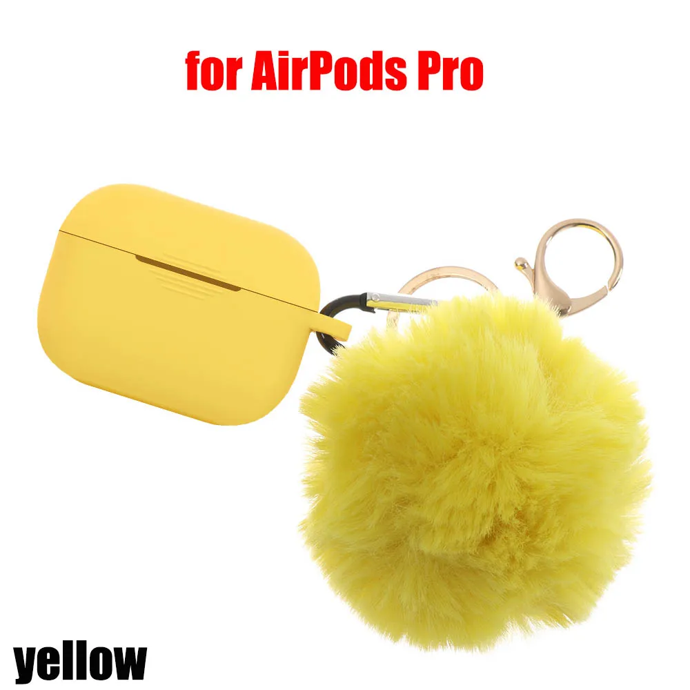 Модный защитный чехол для Air Pods 1/2, чехол для наушников, силиконовый чехол с защитой от падения, милый меховой шарик, брелок для Airpods/Airpods Pro - Цвет: Y for AirPods Pro