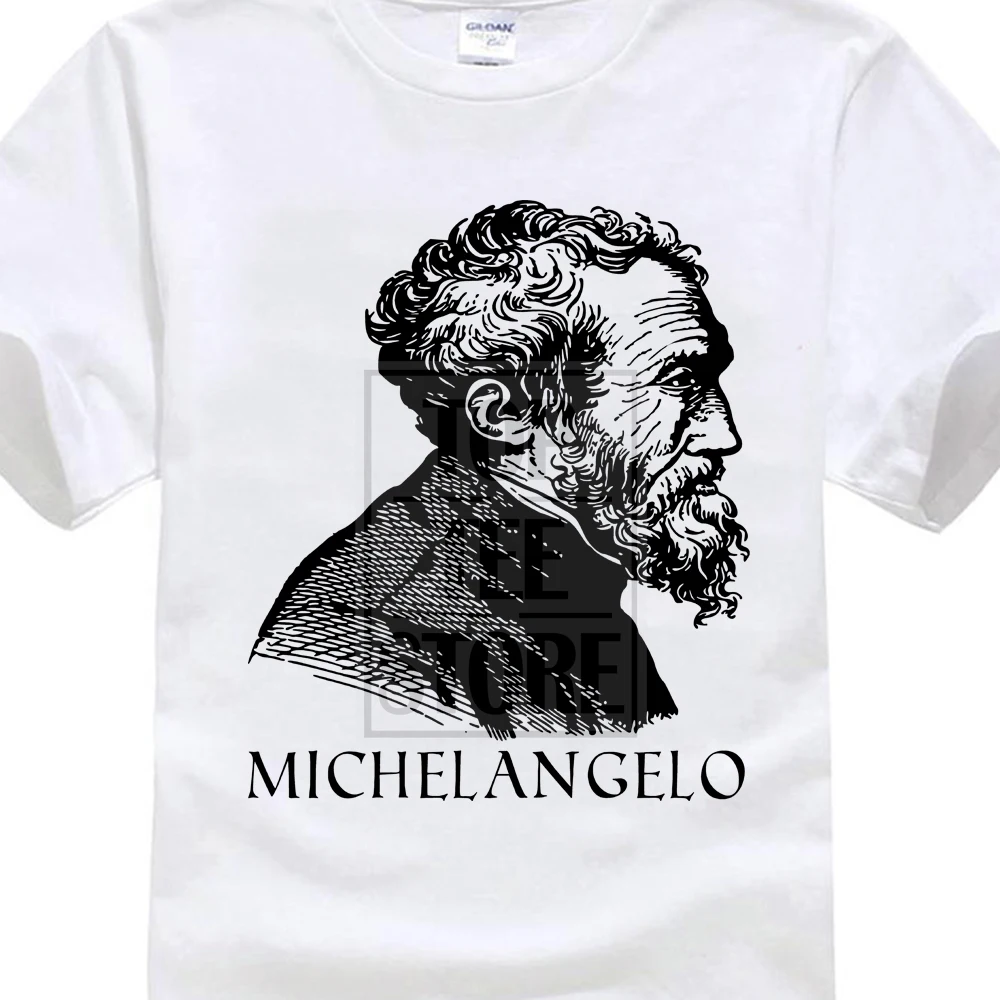 Черный стиль Мужская мода вырез лодочкой микеланжело футболка итальянский