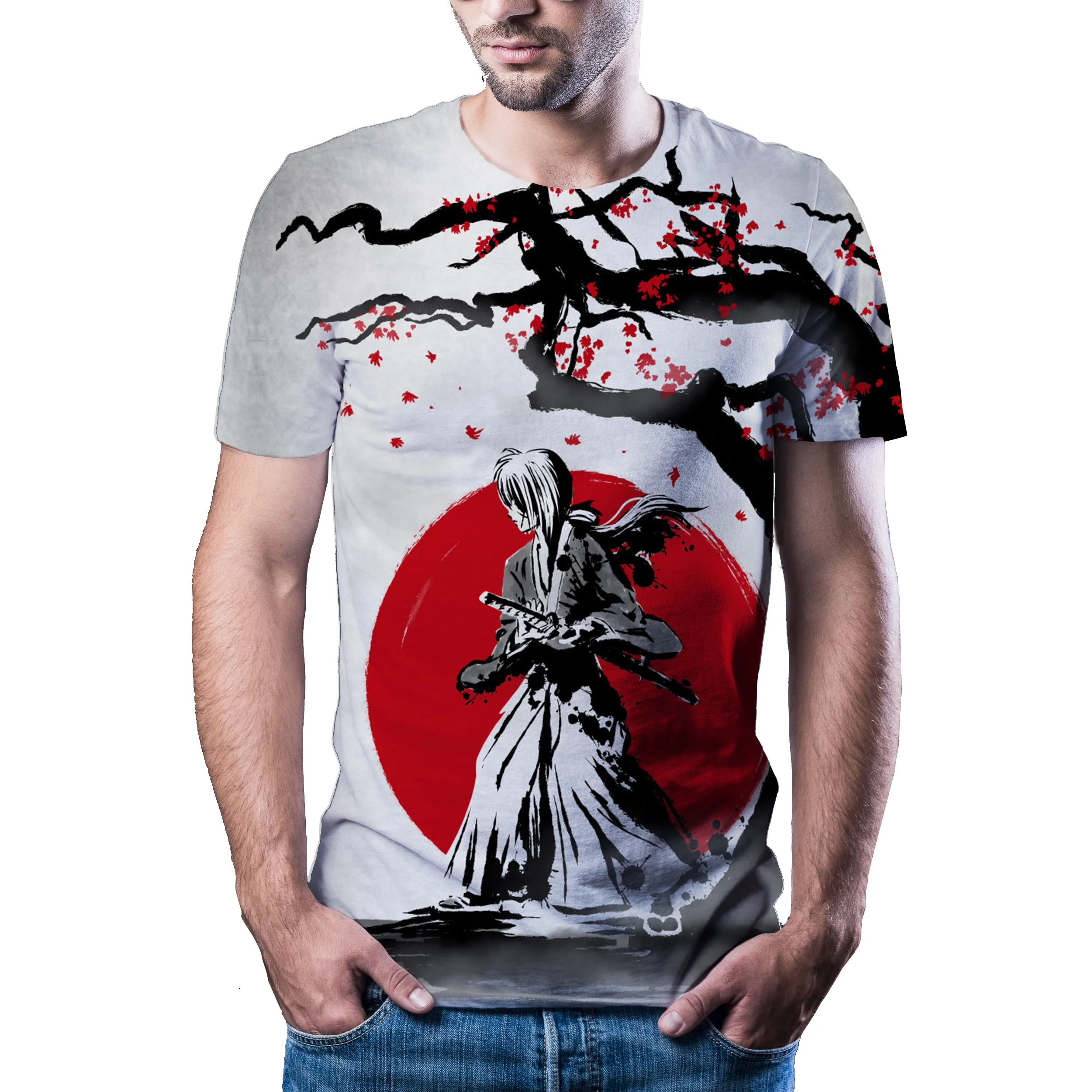 

2021 Summer New Culture Fresh Printed T-shirt Natural Casual T-shirt Hip Hop Short Sleeve T-shirt Street 3D Printing