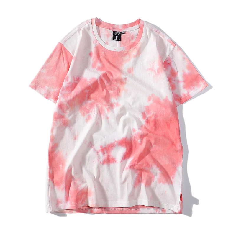 

2020 SummerWomen Tie-Dye Shirt Pure Loose Short Sleeve T-shirt Hip Hop Casual Couple Half Sleeve Fashion Printed Black Top Tee