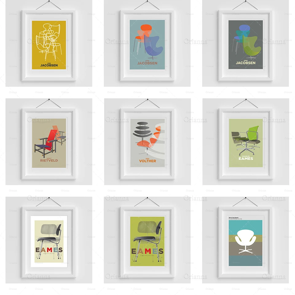 Print,bauhaus Poster Home Decor, Retro Scandinavian Furniture Art Print Canvas