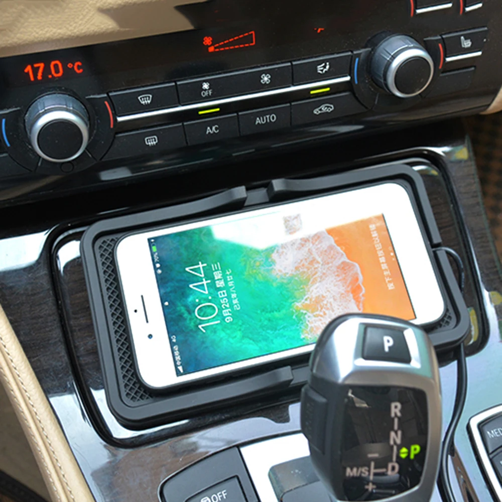 qi wireless charger silicone pad cradle for bmw f10 f11 f30 f32 f34 f01 f02 wireless fast charging for iphone 11 12 pro xs max 8 free global shipping