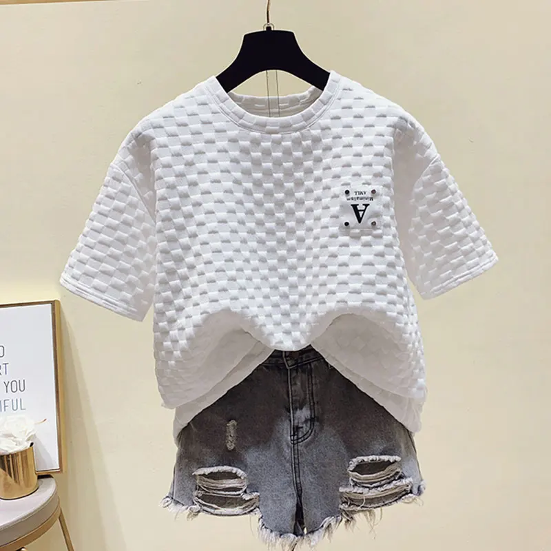 

White T Shirt Women O Neck White Short Sleeve Cotton Tshirt Voge Korean Tee T-shirt 2021 Fashion Summer Tops Femme Camiseta