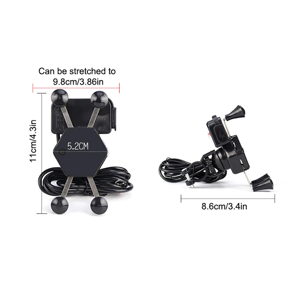 

2 in 1 X-Grip Motorcycle Bike Mount Phone Holder 360 Degree Rotation Phone Holder USB Charger for iPhone Xs Samsung Galaxy