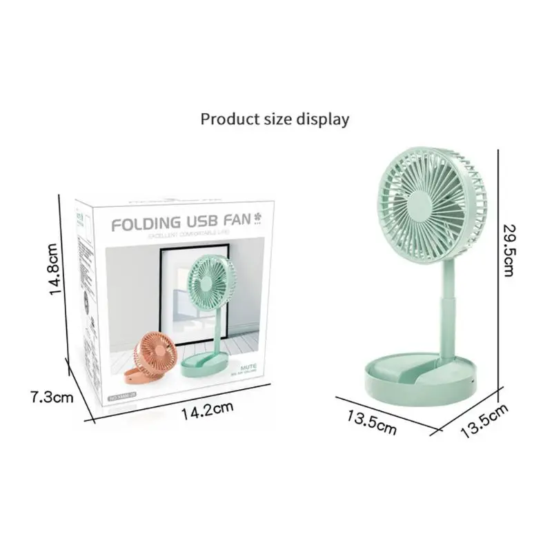 

USB Rechargeable Desk Mini Folding Fan Air Cooler 3 Speed Settings Travel Fans