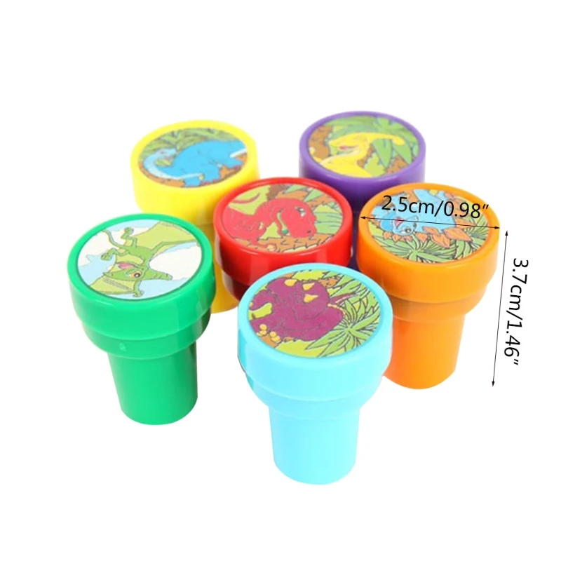 

Preschool Stationery Cartoon Dinosaur Stampers Seal Set with Bright Color Pre-Inked Signet Art Crafts DIY Crafts Kit