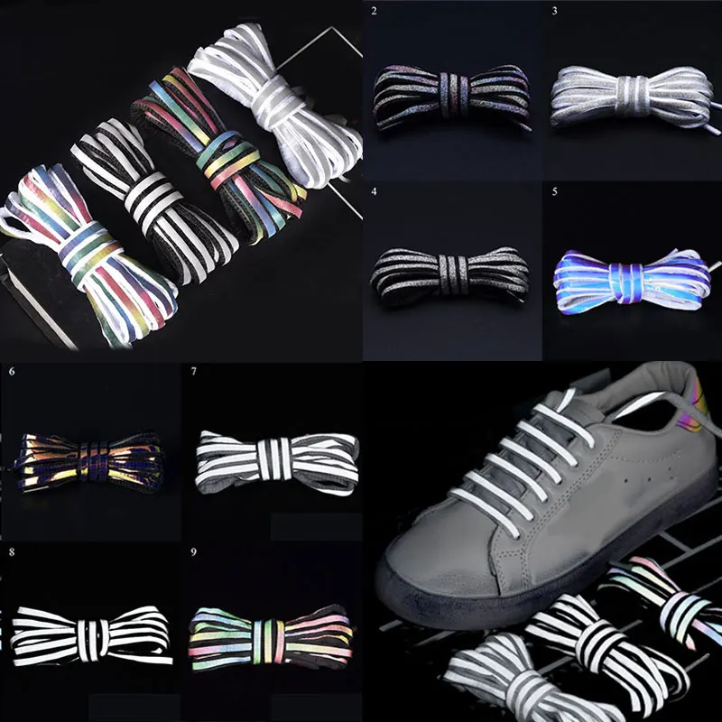 

1 Pair Reflective Shoelaces Laser Sequin Shoelaces For Sneakers Unisex Sport Running Shoes Lace Adult Shoes String Accessories