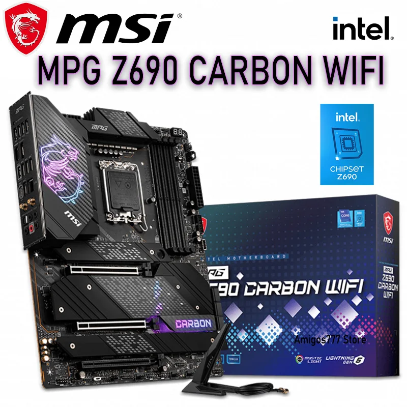 

MSI MPG Z690 Carbon WiFi Gaming Motherboard (ATX, 12th Gen Intel Core, LGA 1700 Socket, DDR5, PCIe 4, CFX, M.2 Slots, Wi-Fi 6E)