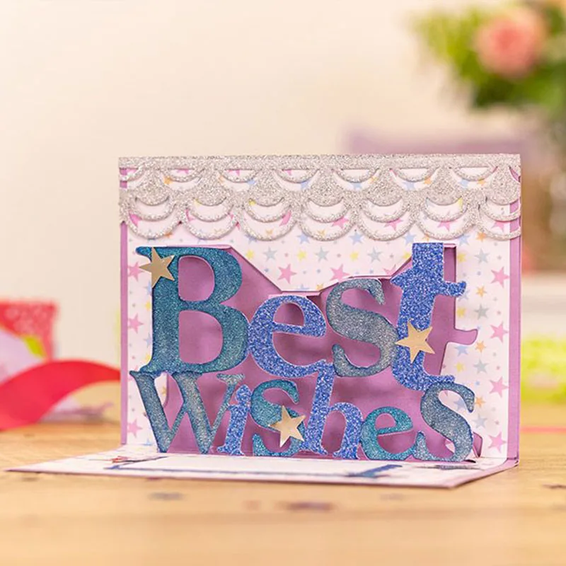 Выдвижной металлический штамп с надписью Best Wish для скрапбукинга и изготовления