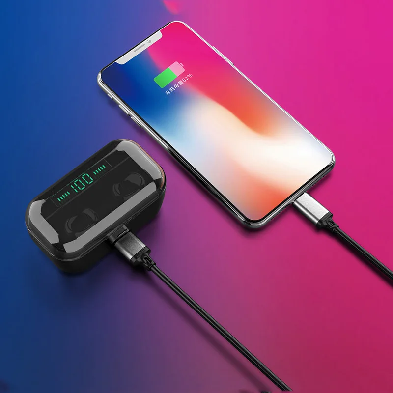 G6S Беспроводные Мини Bluetooth 5 0 наушники 8D стерео с микрофоном дисплей 3500 мАч для