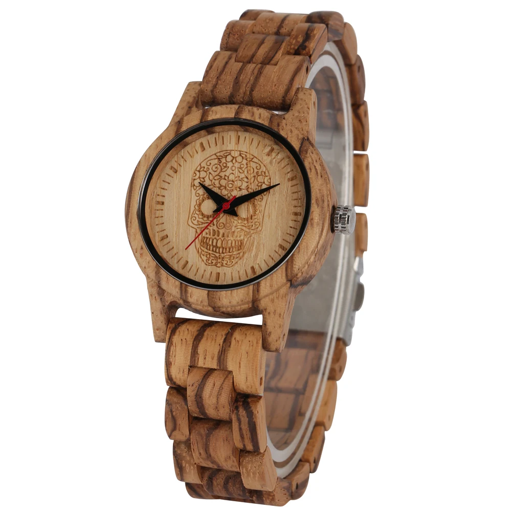Привлекательные кварцевые деревянные часы женские деревянный ремешок с