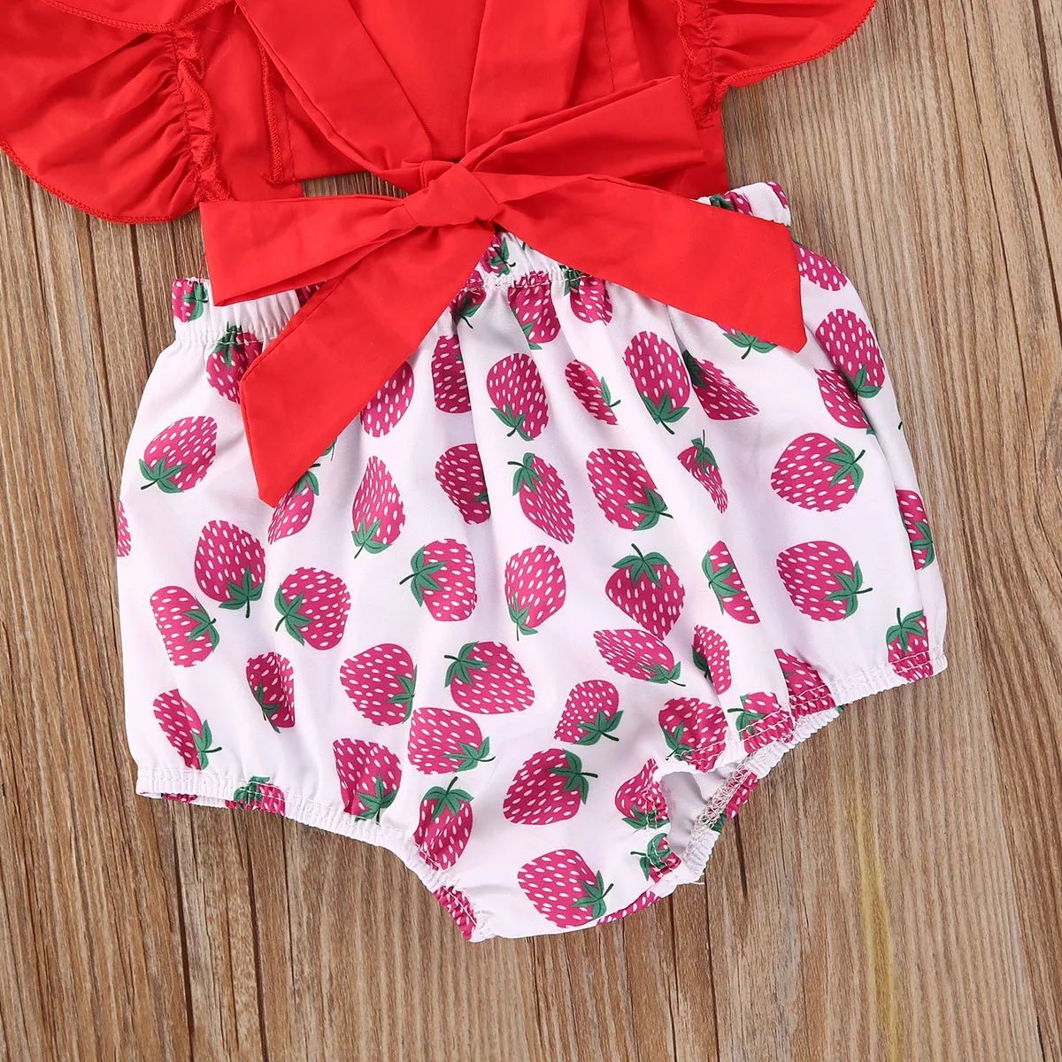 Боди с оборками и принтом вишни для новорожденных девочек повязка на голову