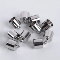 5 10pcs stainless steel earrings accessories tassel caps leather cord bracelet end tips crimp caps for jewelry making supplies