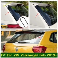 car accessories tail spoilers rear door side window cover trim fit for vw volkswagen polo 2019 2022 black carbon fiber look