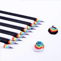 6pcsset pencil hb rainbow color pencil stationery items drawing supplies cute pencils for school basswood office school cut