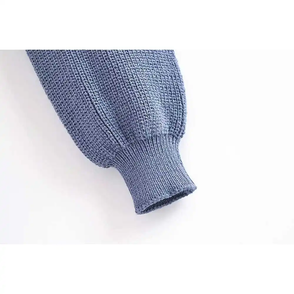 

2021 Vintage Women Knitted Cardigan Long Lantern Sleeves V-neck Single-breasted Female Cropped Sweater Cardigan Chic Tops