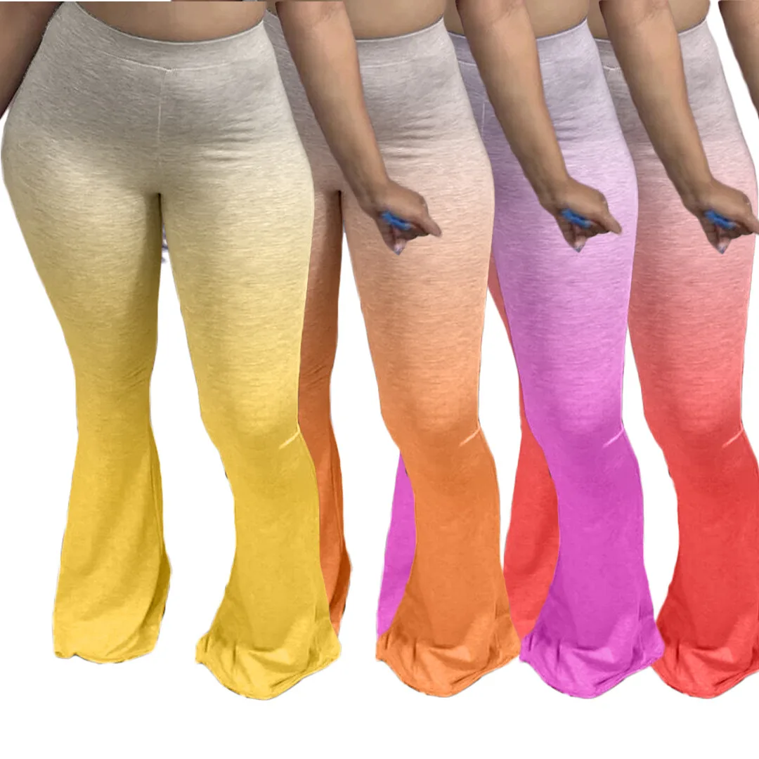 

Cutubly Elastic Wide Leg Flare Pants Leggings Streetwear Gradient Trousers For Women Draped Jogger Pants Trousers Sweatpants