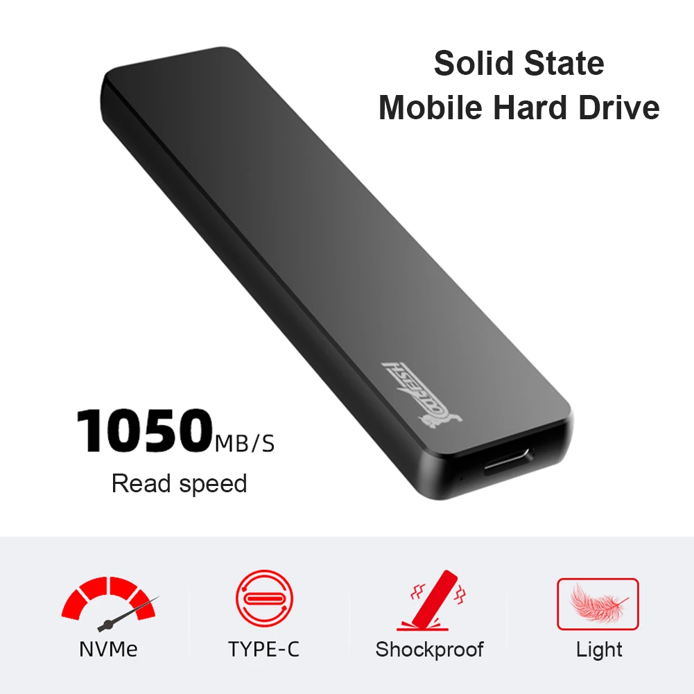 Portable SSD 2TB 1TB 512GB 256GB USB 3.1 Gen 2 Type C NVMe External Solid State Drive for Phone Tablet PC Smart TV