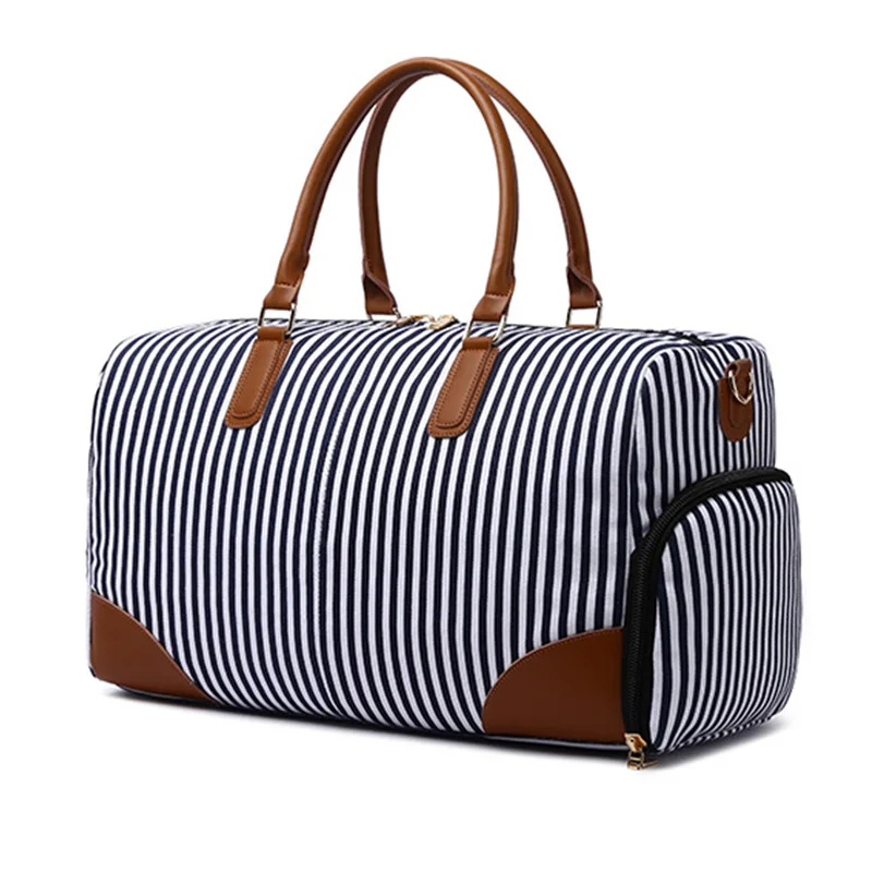 

new design striped cotton Men Women Travel Bag Soft Carry Hand Luggage Bag Travel Shoulder Bag Large tote Duffle Weekend bag