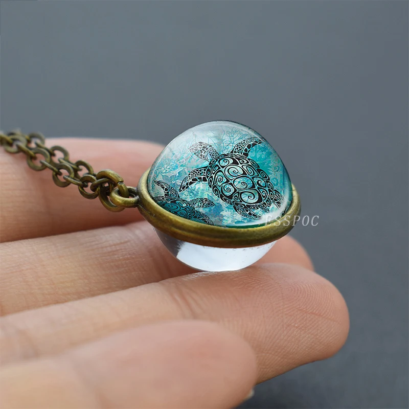 Ожерелье ручной работы с двухсторонней подвеской в виде черепахи|Подвески| |