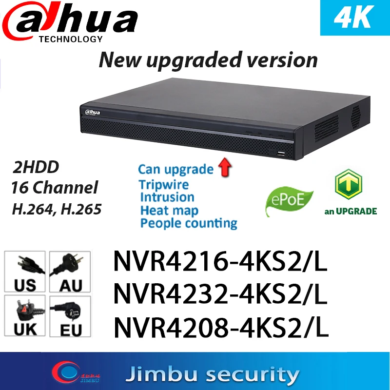 

Dahua NVR DVR 4K NVR4208-4KS2/L 8CH 16CH NVR4216-4KS2/L 32CH NVR4232-4KS2/L 2HDD P2P security monitoring network video recorder